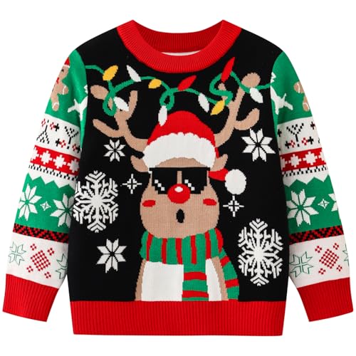 Kids Ugly Christmas Sweater Girls Boys Funny Holiday Pullover Knitwear For Aged 2-8