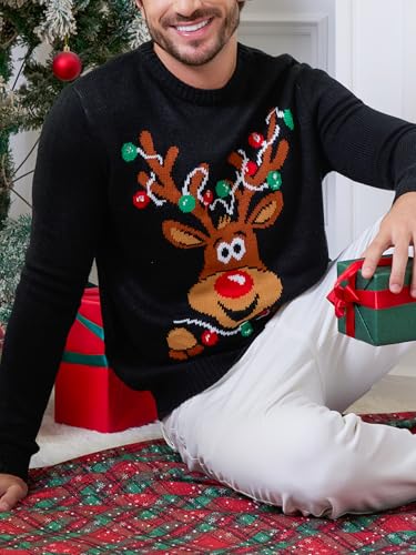 Ventelan Men’S Ugly Christmas Sweater Funny Santa Xmas Crew Neck Sweaters