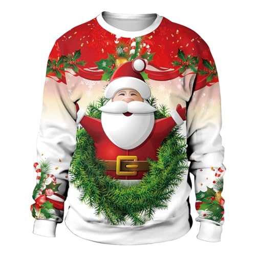 Eciodci Unisex Christmas Ugly Sweatshirt 3D Christmas Tree Xmas Lights Print Pullover Long Sleeve Sweatshirts For Merry Party 1 Eciodci Unisex Christmas Ugly Sweatshirt 3D Christmas Tree Xmas Lights Print Pullover Long Sleeve Sweatshirts For