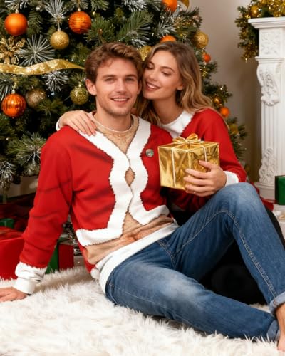 Ugly Christmas Sweatshirt For Couple Women Funny Xmas 3D Sweater Men Long Sleeve Novelty Pullover Clothes - Image 3