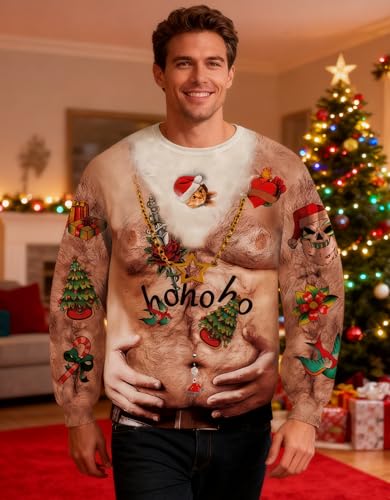 Goodstoworld Mens/Womens Ugliest Christmas Sweatshirt 3D Unique Hilarious Graphic Pullover Shirt S-4Xl | Long Sleeve Crewneck Casual Top For Holiday Parties, Photos And Ugly Sweater Contests - Image 3
