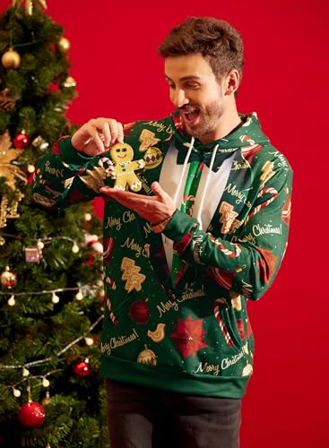 Arvilhill Ugly Xmas Hoodies For Men Pocket Holiday Jumper Adult 3D Graphic Print Sweatshirts Funny Xl