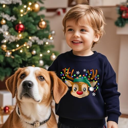 Christmas Sweatshirt For Toddler Boys Girls Cotton Long Sleeve Kids Santa Elk Ugly Xmas Sweater Tops 2-7Years - Image 4