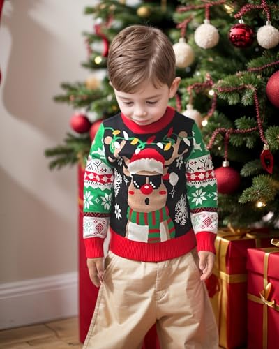 Kids Ugly Christmas Sweater Girls Boys Funny Holiday Pullover Knitwear For Aged 2-8 - Image 4