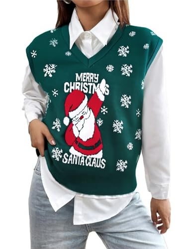 Ugly Christmas Sweater Vest Women V Neck Christmas Vest Vintage - Image 6