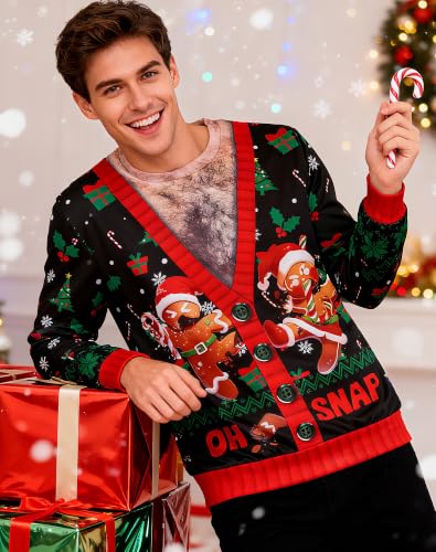 Uideazone Mens Ugly Christmas Sweatshirts Funny 3D Graphic Pullover Shirts - Image 6