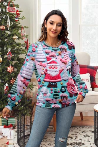 Ugly Christmas Sweatshirt Women Merry Christmas Pullover Funny Animal Tops | Vilove Ugly Christmas Sweatshirt Women Merry Christmas Pullover Funny Animal Graphic Tops Causal Hoodie - Image 5