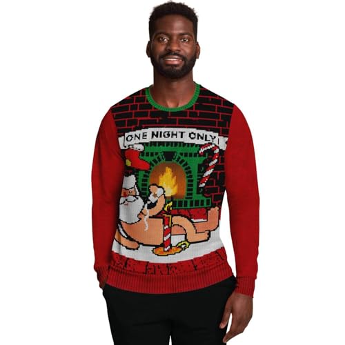One Night Only Sweatshirt | Unisex Ugly Christmas Sweater, Xmas Sweater, Holiday Sweater, Funny Sweater, Funny Shirt L Red - Image 2