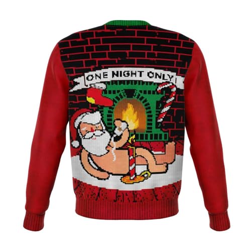 One Night Only Sweatshirt | Unisex Ugly Christmas Sweater, Xmas Sweater, Holiday Sweater, Funny Sweater, Funny Shirt L Red - Image 3