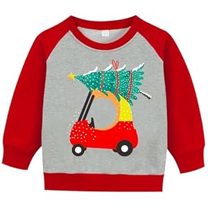 Toddler Raglan Santa Christmas Sweatshirt, 2-7 Years