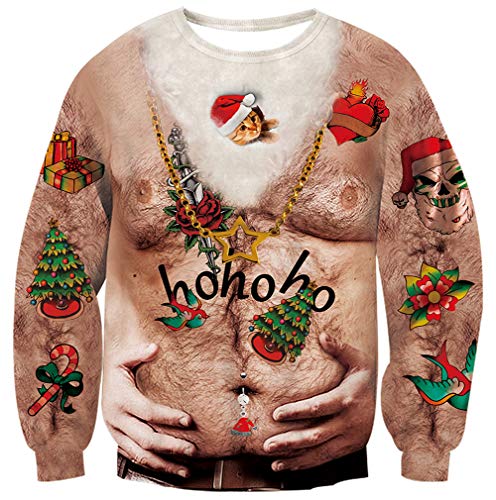 Goodstoworld Mens/Womens Ugliest Christmas Sweatshirt 3D Unique Hilarious Graphic Pullover Shirt S-4Xl | Long Sleeve Crewneck Casual Top For Holiday Parties, Photos And Ugly Sweater Contests