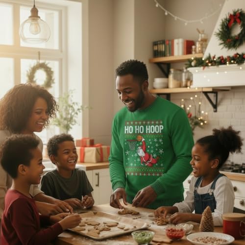 Tstars Merry Swishmas Basketball Ugly Christmas Sweatshirt Men Holiday | Soft Fleece Basketball Sweatshirt; Great For Christmas, Ugly Sweater Party, Hoops Fans, Holiday Men Gift - Image 5