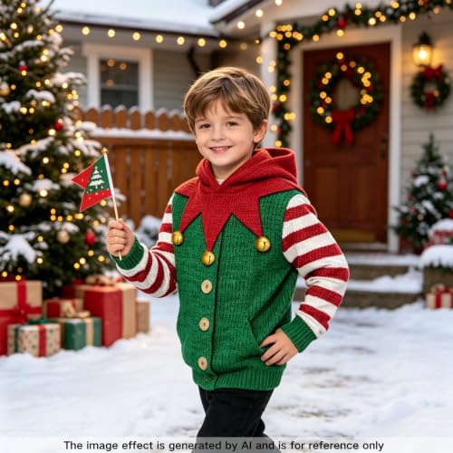 Grajtcin Kids Ugly Christmas Sweater For Boys Girls, Long Sleeves Hoodies Non-Knited Sweatshirt - Image 2