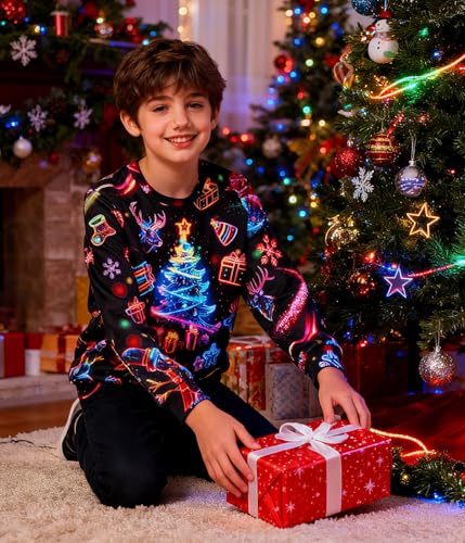 Boys Christmas Ugly Sweater 4-16Y Kid 3D Xmas Pullover Sweatshirt - Image 2