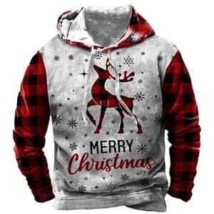 Arvilhill Men’S Ugly Christmas Hoodies Vintage Red Plaid Sweatshirt (S-3Xl)