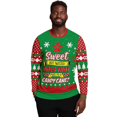 Sweet But Twisted Sweatshirt | Unisex Ugly Christmas Sweater, Xmas Sweater, Funny Holiday Sweater, Funny Shirt M Green - Image 2