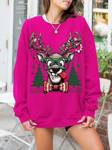 Ugly Christmas Sweatshirts Women Oversized Funny Reindeer Graphic Sweater 5 Ugly Christmas Sweatshirts Women Oversized Funny Reindeer Graphic Sweater - Image 5