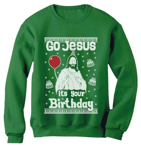 Tstars Birthday Boy Jesus Ugly Christmas Sweatshirt Men Funny Xmas Holiday