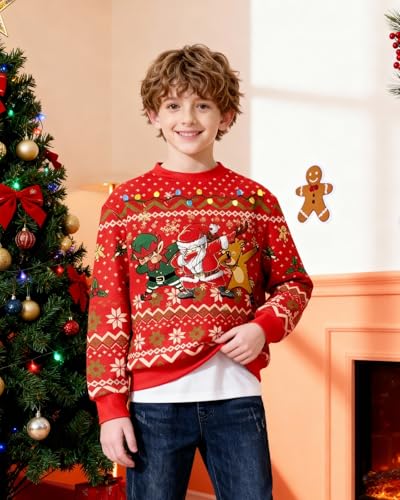 Kid Ugly Christmas Sweatshirt Xmas Crewneck Sweater For Toddler Boy Red Funny Pullover Top Clothes 3-12T - Image 4