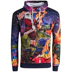 Threadcraft Mens Ugly Christmas Sweater Elf Santa Pullover Hoodie | Warm Festive Novelty Knit, Cozy Everyday Comfort For Holiday Parties, Family Photos, And Winter Gatherings 1 51Aovfylc4L. Ss300