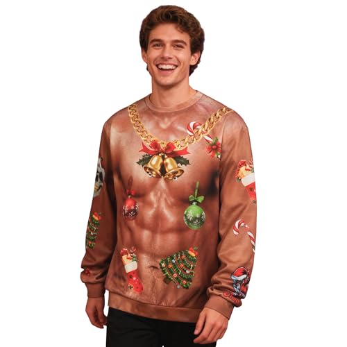 Ugly Christmas Sweatshirt For Men Women Funny 3D Print Pullover Long Sleeve Xmas Sweater Shirt