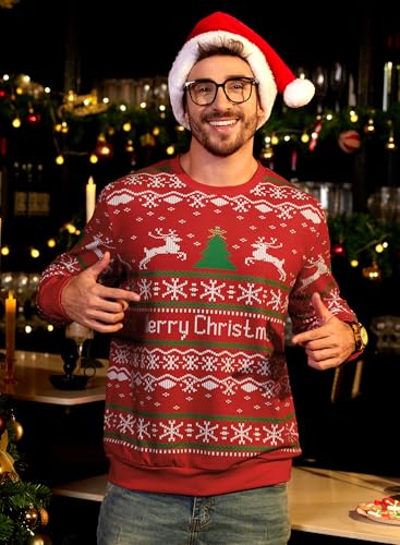 Arvilhill Mens Ugly Christmas 3D Printed Party Holiday Sweatshirt Funny Xmas Long Sleeve Sweater Snowflake Xl