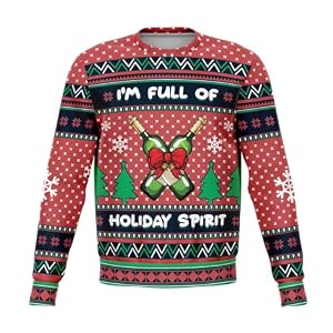 'Full Of Holiday Spirit' Christmas Jumper, Red