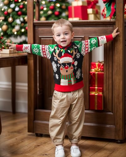 Kids Ugly Christmas Sweater Girls Boys Funny Holiday Pullover Knitwear For Aged 2-8 - Image 2