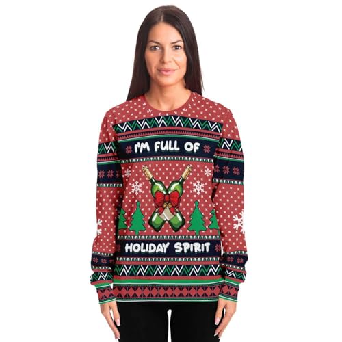 I'M Full Of Holiday Spirit Sweatshirt | Unisex Ugly Christmas Sweater, Xmas Sweater, Funny Holiday Sweater, Funny Shirt M Red - Image 4