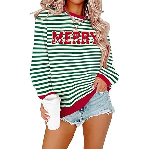 Glitter Patch Striped Christmas Jumper For Women