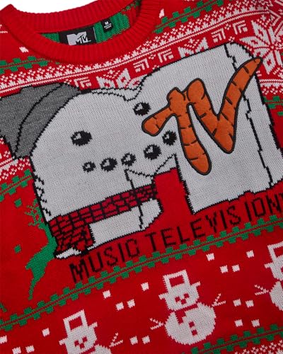 Mtv Mens Ugly Christmas Sweater Long Sleeve Crewneck Pullover Sweater | Soft 100% Acrylic Knit Sweater Fabric, Crew Neck, Long Sleeve, Regular Fit Through The Body - Image 4