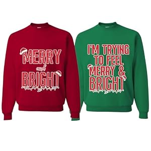 Im Trying To Feel Merry And Bright Funny Couples Christmas Crewneck Sweater Sweatshirt 24 41Zwg 3Ddml. Ss300