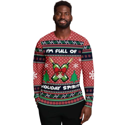 I'M Full Of Holiday Spirit Sweatshirt | Unisex Ugly Christmas Sweater, Xmas Sweater, Funny Holiday Sweater, Funny Shirt M Red - Image 2