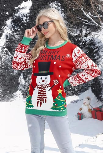 Barlver Women Christmas Fleece Sweaters Long Sleeve Fuzzy Sweatshirts Holiday Graphic Shirts - Image 4