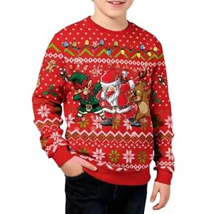 Kids' Red Crew Neck Christmas Sweatshirt, Ages 3-12