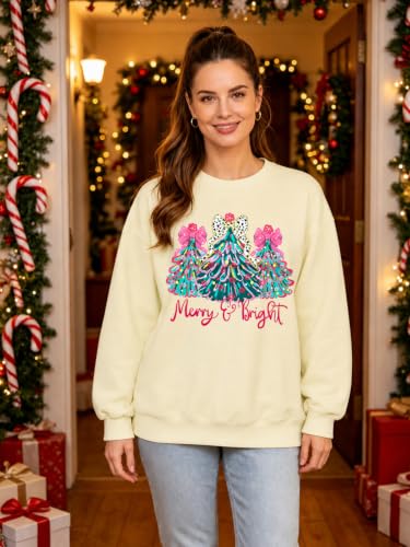 Christmas Sweatshirt For Women Xmas Tree Graphic Holiday Pullover Tops - Image 6