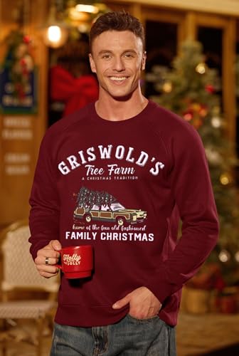 Arvilhill Mens Fleece-Lined Christmas Sweatshirts Raglan Vintage Classic Graphic Pullover (S-3Xl)