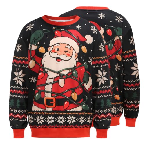 Men Ugly Christmas Crewneck Novelty Sweatshirt Long Sleeve Sweater Shirt
