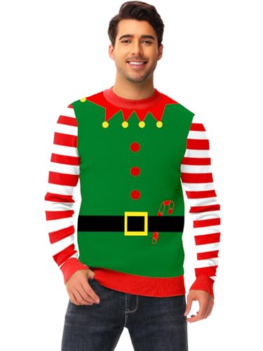 Aobute Unisex Ugly Christmas Sweater For Men Women Xmas Holiday Party Funny Print Knit Pullover