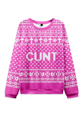 Pink Y2K Ugly Christmas Sweatshirt Fun Novelty Knit Pullover For Winter Holiday Party