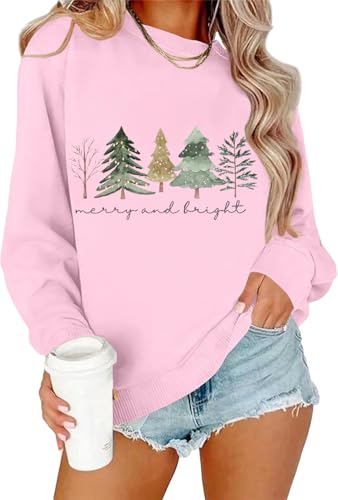 Ykomow Christmas Sweatshirt For Women Retro Ugly Merry Christmas Sweaters Long Sleeve Xmas Graphic Shirts