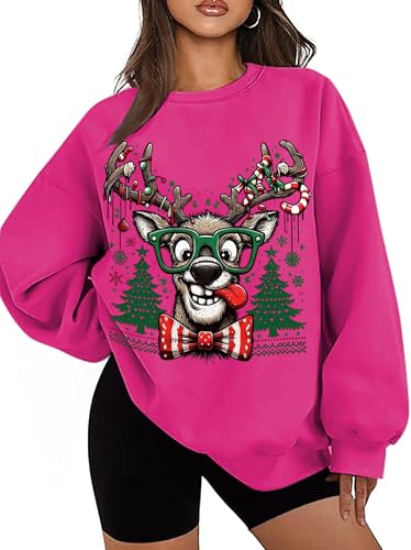 Ugly Christmas Sweatshirts Women Oversized Funny Reindeer Graphic Sweater 6 Ugly Christmas Sweatshirts Women Oversized Funny Reindeer Graphic Sweater - Image 6