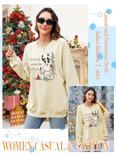 Ounar Christmas Sweatshirts For Women Snowman Crewneck Long Sleeve Tops - Image 3