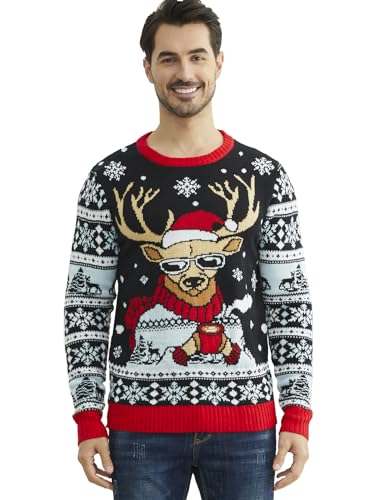 Yijiu Men’S Ugly Christmas Sweater Long Sleeve Crew Neck Knitted Sweaters Xmas Holiday Funny Pullover Knitwear
