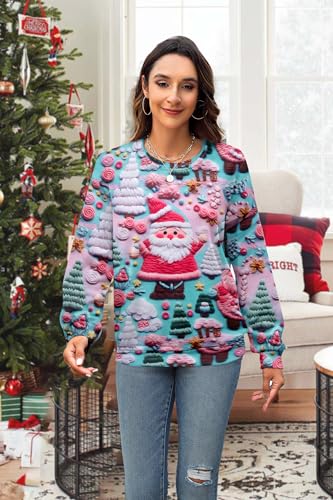 Ugly Christmas Sweatshirt Women Merry Christmas Pullover Funny Animal Tops | Vilove Ugly Christmas Sweatshirt Women Merry Christmas Pullover Funny Animal Graphic Tops Causal Hoodie - Image 4