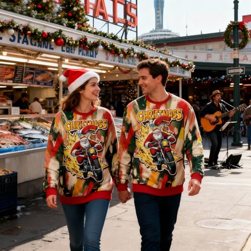 Funny Christmas Sweatshirts For Women Men Ugly Graphic 3D Print Pullover - Image 6