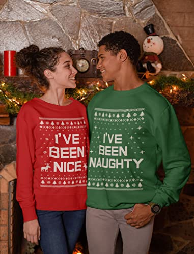 Tstars Naughty Nice Matching Christmas Sweatshirts Couples His Hers Funny