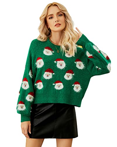 Lesmart Womens Ugly Christmas Sweater Funny Santa Funny Xmas Holiday Party Knitted Pullover 1 Lesmart Womens Ugly Christmas Sweater Funny Santa Funny Xmas Holiday Party Knitted Pullover
