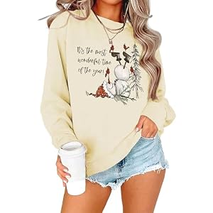 Ounar Snowman Christmas Sweatshirt For Women, Crew Neck
