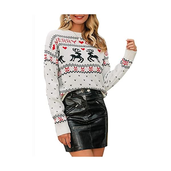 Berrygo Knitted Reindeer Christmas Jumper For Women